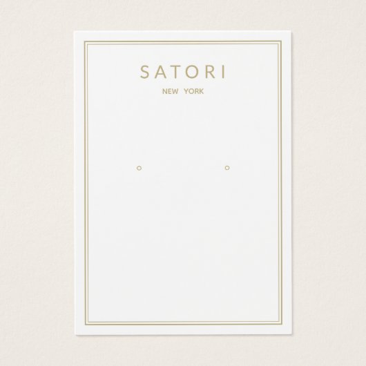 Moderne gouden rand wit oorklaar juwelenscherm visitekaartje (Voorkant)