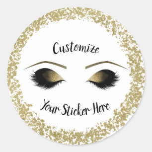Moderne Gouden Ring Splatter Glam Make-up Wimpers Ronde Sticker