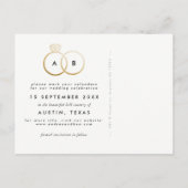 Moderne gouden ringen Bewaar het Date Briefkaart (Achterkant)