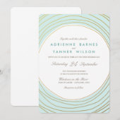 Moderne Gouden Ringen Licht Aqua Trouwen Kaart (Voorkant / Achterkant)