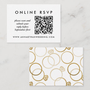 Moderne gouden ringzegens online QR-code RSVP Informatiekaartje
