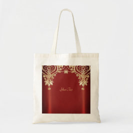 Moderne gouden rode bloememtotezak tote bag