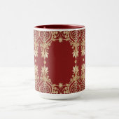 Moderne Gouden Rode Bloemen Mok (Midden)