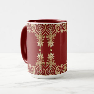 Moderne Gouden Rode Bloemen Mok