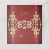 Moderne gouden rode bloemen plaatskaart (Buitenkant ongevouwen)