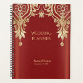 Moderne Gouden Rode Bloemplanner Planner (Voorkant)