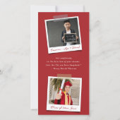 Moderne gouden rode diagonale strepen foto afstude aankondiging (Achterkant)