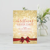 Moderne Gouden Rode Kerst Glitter Winter Kaart (Staand voorkant)