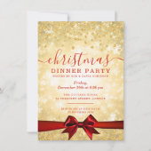 Moderne Gouden Rode Kerst Glitter Winter Kaart (Voorkant)