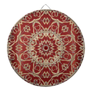 Moderne Gouden Rood Bloemendartbord Dartbord