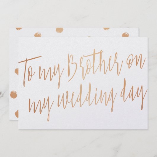 Moderne Gouden Roos "Aan mijn broer op mijn trouwd Kaart (Voorkant / Achterkant)