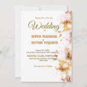 Moderne gouden roze bruinbruideweddenschap kaart (Voorkant)