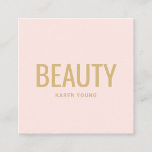 Moderne gouden schoonheidssalon blush roze witte m vierkante visitekaartje