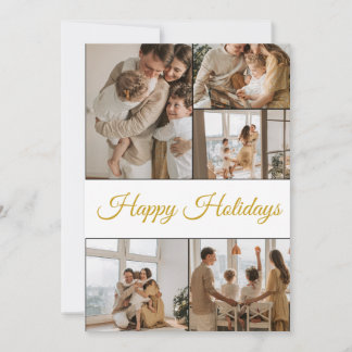 Moderne gouden script 5 foto collage Prettige Fees Feestdagenkaart