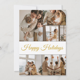 Moderne gouden script 5 foto collage Prettige Fees Feestdagenkaart