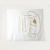 Moderne gouden script afstudeerfeest foto achtergr wandkleed (Voorkant (horizontaal))