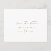 Moderne Gouden Script Horizontale Save the Date Uitnodiging Briefkaart (Voorkant)