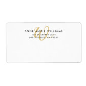 Moderne Gouden Script Monogram Verzending Etiket (Voorkant)