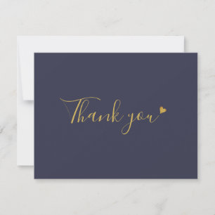 Moderne gouden script navy zakelijke bedankkaart