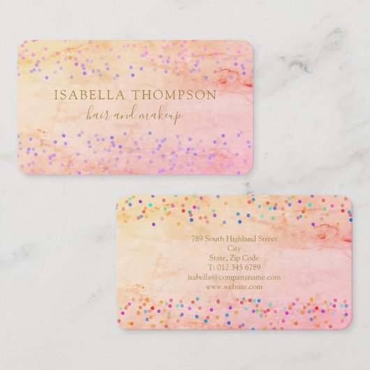 Moderne Gouden Script Regenboog Sprankels Visitekaartje (Voorkant / Achterkant)