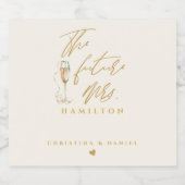 Moderne Gouden Script Typografie Huwelijk Sparkling Wijnetiket (Enkel label)