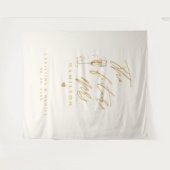 Moderne Gouden Script Typografie Huwelijk Wandkleed (Voorkant (horizontaal))