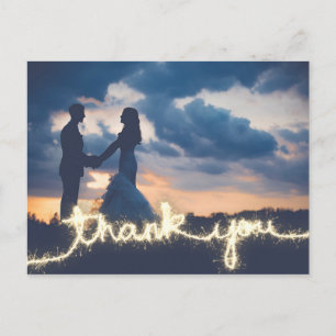 Moderne Gouden Sparkler Trouwfoto Dank u Briefkaart