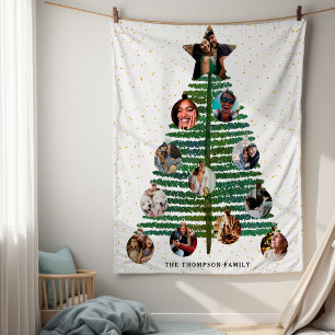 Moderne Gouden Sterren 12 Foto Collage Familiestam Fleece Deken
