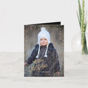 Moderne gouden stip met gouden letters Kerstmis Feestdagen Kaart