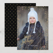 Moderne gouden stip met gouden letters Zalig kerst Feestdagenkaart (Voorkant / Achterkant)