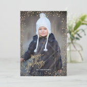 Moderne gouden stip met gouden letters Zalig kerst Feestdagenkaart (Staand voorkant)