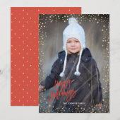 Moderne gouden stip met rode letters Prettig Feest Feestdagenkaart (Voorkant / Achterkant)