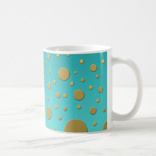 Moderne gouden stippen op turquoise patroon koffiemok