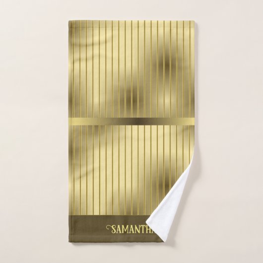 Moderne Gouden Strepen en Gouden Achtergrondnaam Bad Handdoek (Handdoek)