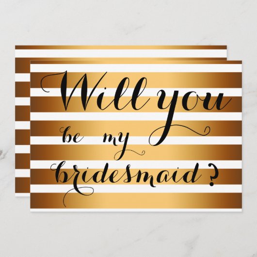 Moderne gouden strepen zullen je mijn Bridesmaid z Kaart (Voorkant / Achterkant)
