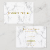 Moderne gouden tekst witte marmer Sjabloon Visitekaartje (Voorkant / Achterkant)