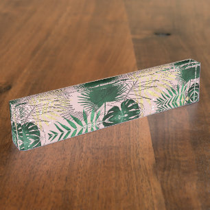 Moderne gouden tropische bladeren en peuters naambordje