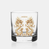 Moderne gouden tweehoofdige Dragon Custom Whisky Glas (Achterkant)