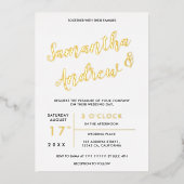 Moderne gouden typografie bruiloft folie uitnodiging (Voorkant)