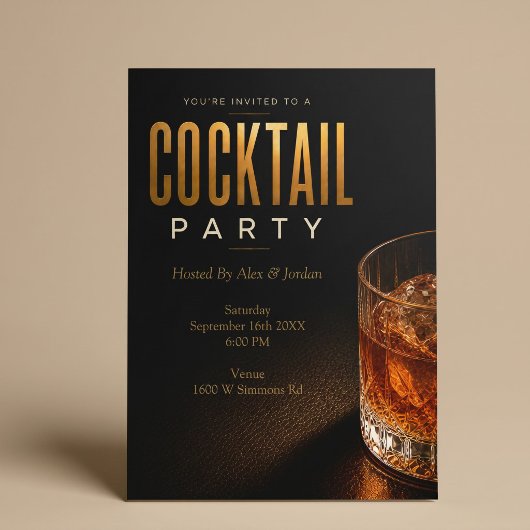 Moderne gouden uitnodiging voor cocktailparty