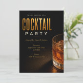 Moderne gouden uitnodiging voor cocktailparty (Staand voorkant)