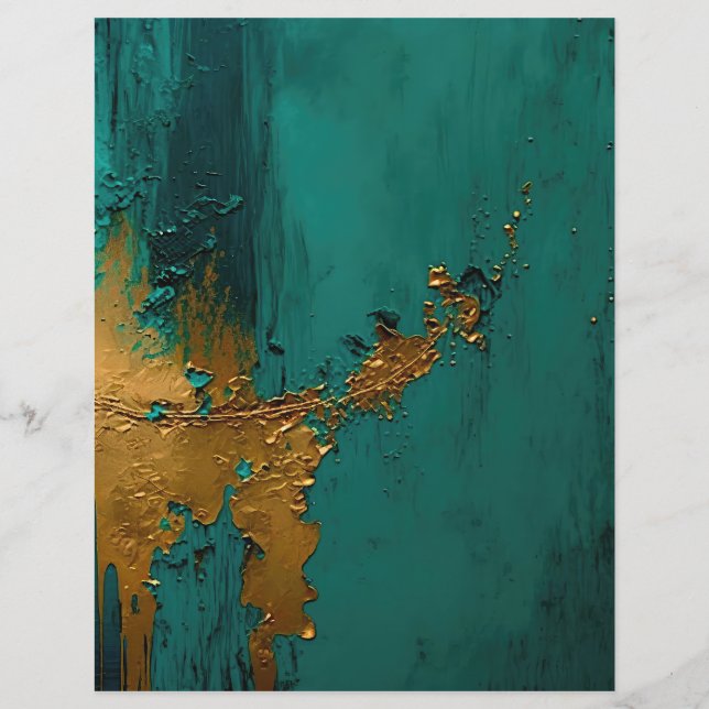 Moderne Gouden Verf op Blauwgroen (Voorkant)