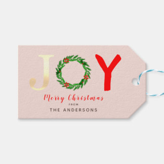 Moderne Gouden Vreugde Feestelijke Holly Krans Lic Cadeaulabel