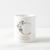 Moderne gouden Waterverf bloemletter C | Monogram Koffiemok (Center)