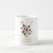 Moderne gouden Waterverf bloemletter Y | Monogram Koffiemok (Center)