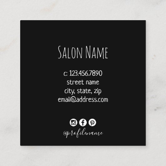 Moderne gouden wenkbrauwen en zweetjes met wit mar vierkante visitekaartje (Achterkant)