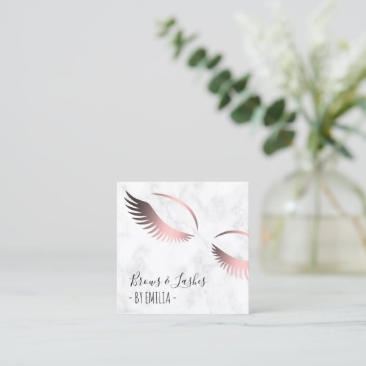 Moderne gouden wenkbrauwen en zweetjes met wit mar vierkante visitekaartje (Staand voorkant)
