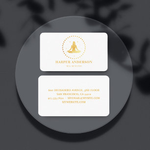 Moderne Gouden Yoga Instructeur Logo Visitekaartje