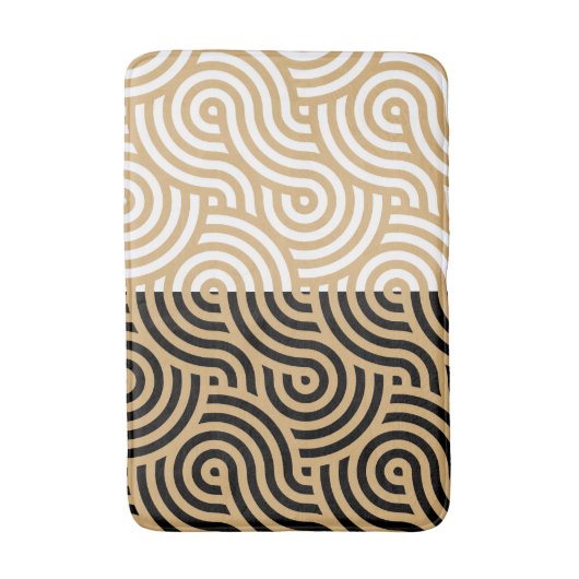 Moderne gouden Zeeen oceaangolven schetsen patroon Badmat (Voorkant Verticaal)