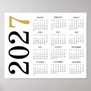 Moderne Gouden Zwarte 2027 Agenda Poster